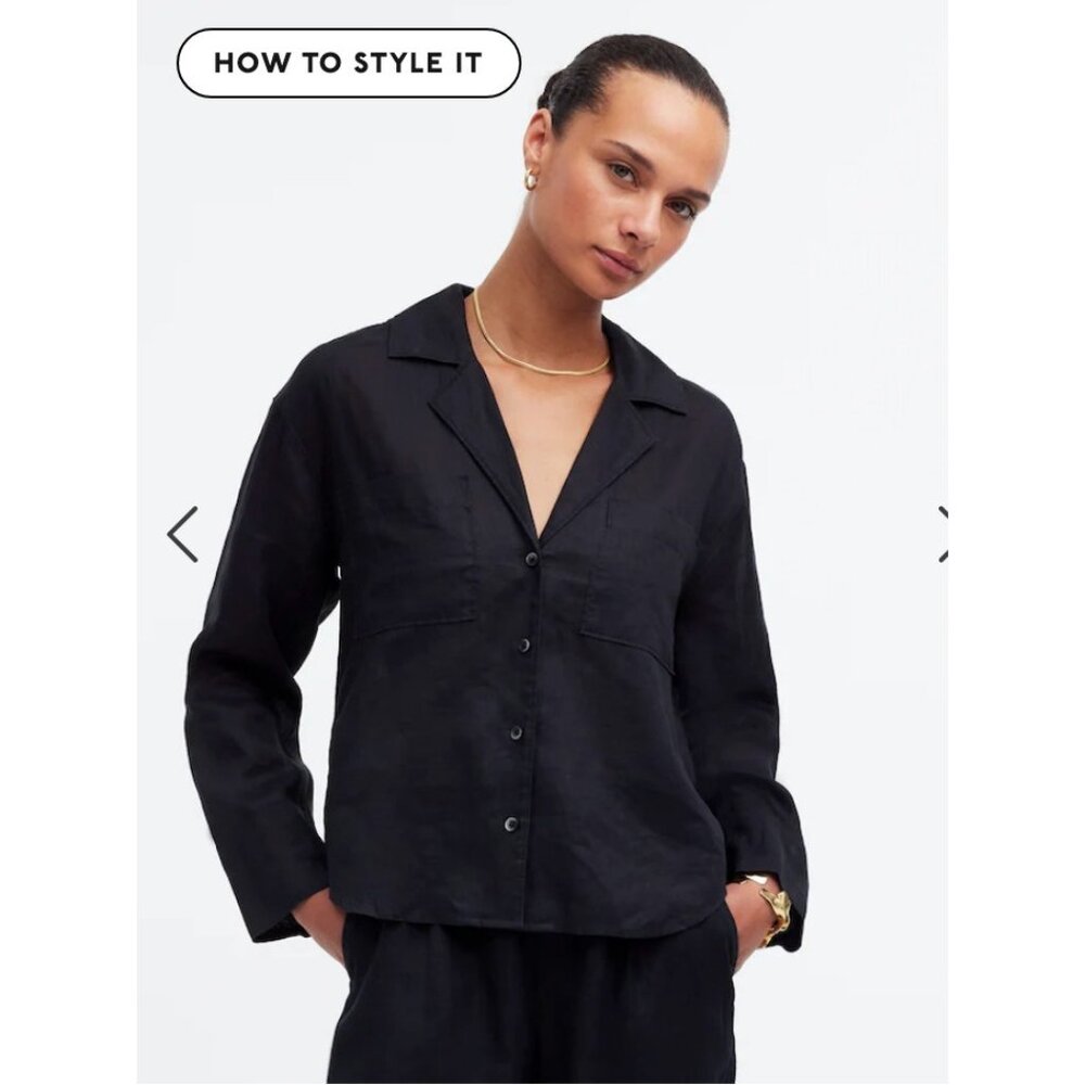 Madewell Black Long-Sleeve Button Front Shirt